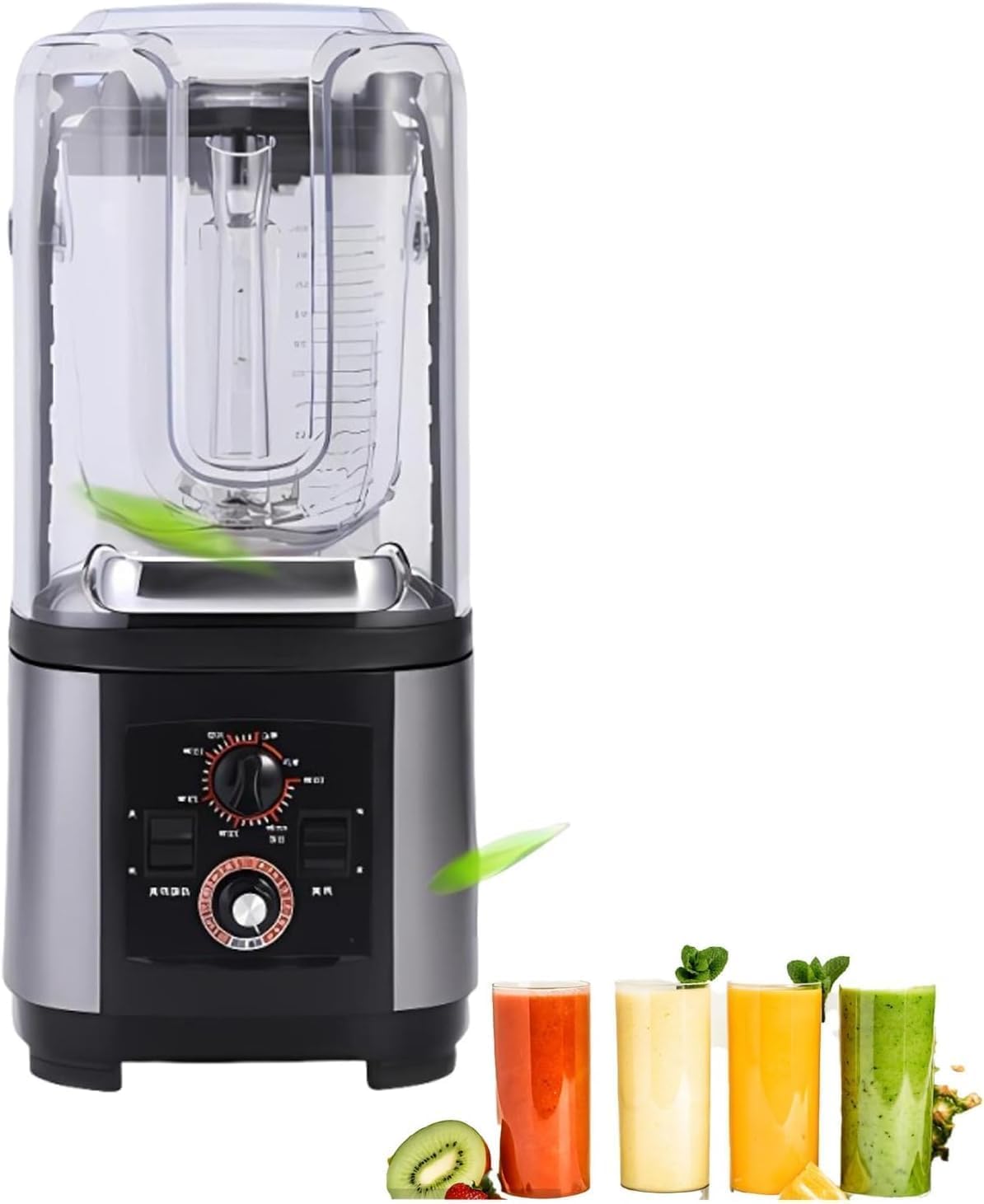 GYKOZY Commercial Blender with Soundproof Shield, 2200W Smoothie Maker, 2L Ice Crusher, Variable Speed Control, Self Cleaning
