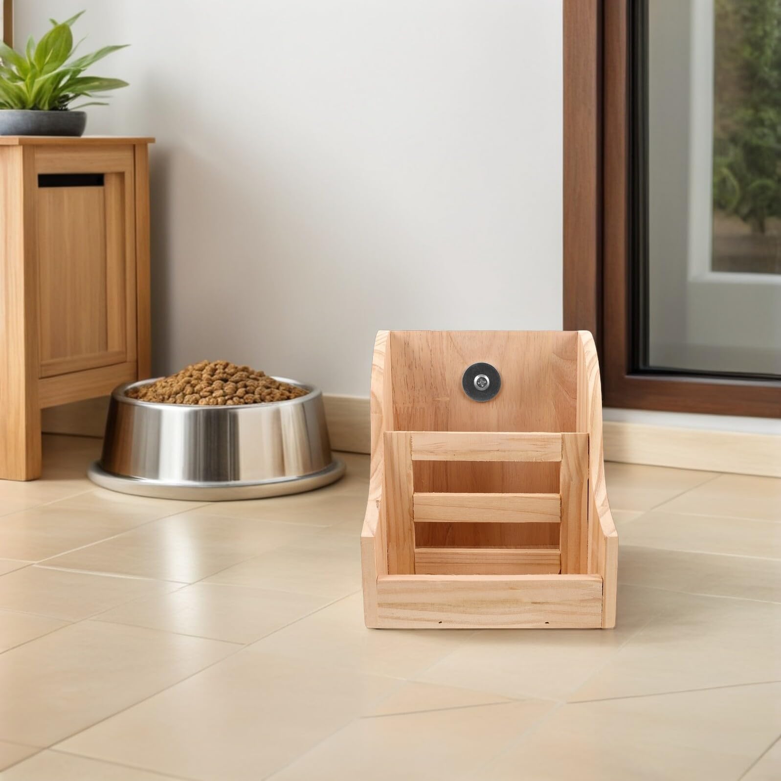 Holz Heuraufe mit Napf 2-in-1, Feste Montage für Kleintiere