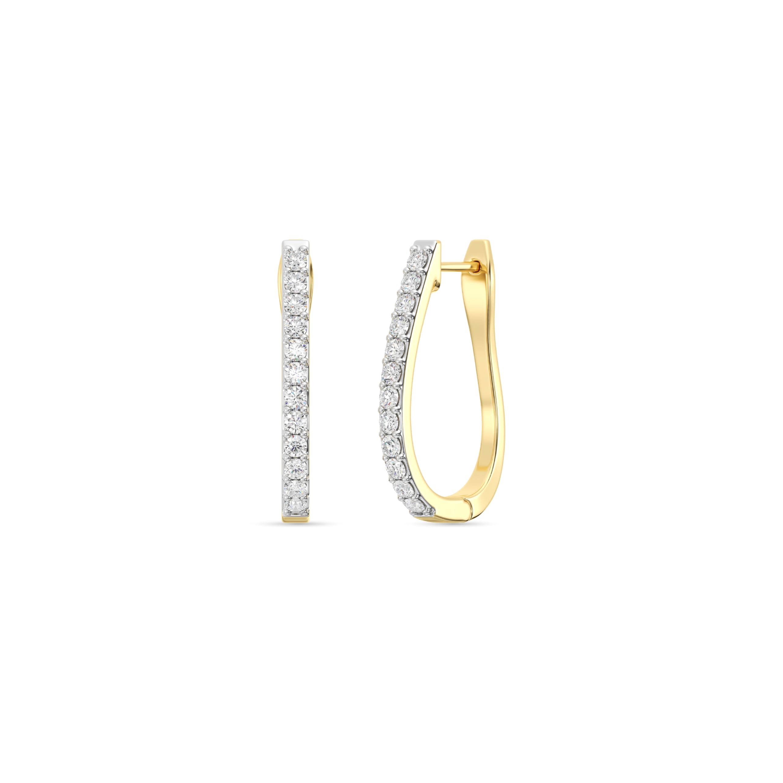 Gilded Lab-Grown Diamond Prong Set Hoop Earrings for Women in 925 Sterling Silver and 14KT Yellow Gold Plated Silver | Hypoallergenic Fine Jewelry |