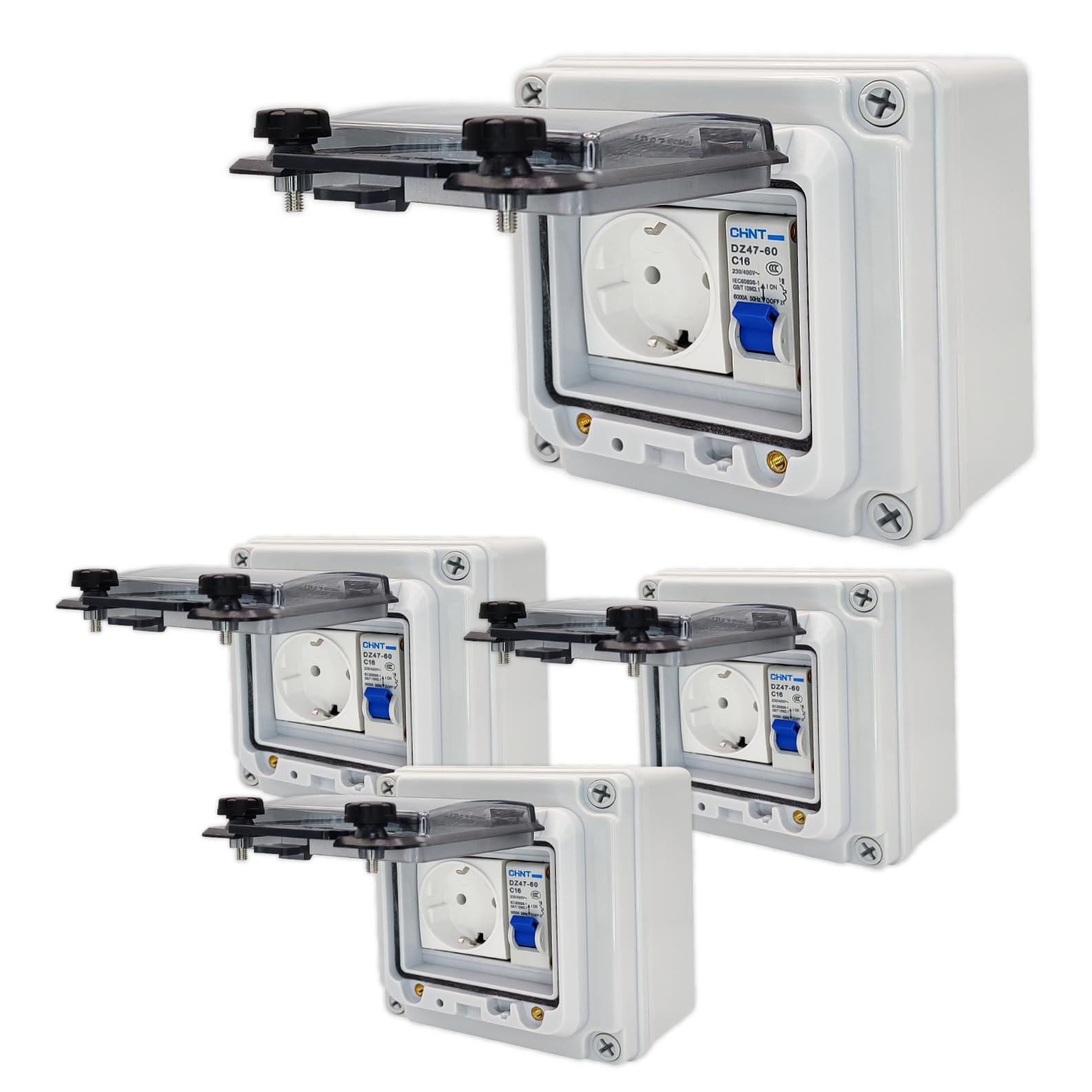 LED ATOMANT 4x Enchufe en Caja Estanca IP67 para Exterior con Disyuntor
