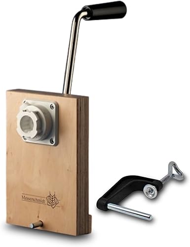 Wondermill - Unidad de accionamiento manual de fabricación alemana con base de madera y mango de acero, base manual de manivela