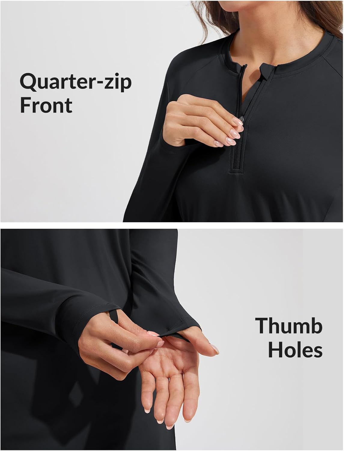 baleaf Rash Guard for Women Long Sleeve Swim Shirt UPF 50+ Swimsuits Top for Women with Kangaroo Pocket - Image 5