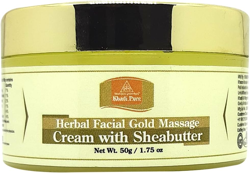 Khadi Pure Herbal Face Gold Massage Cream With Sheabutter, 50 ml