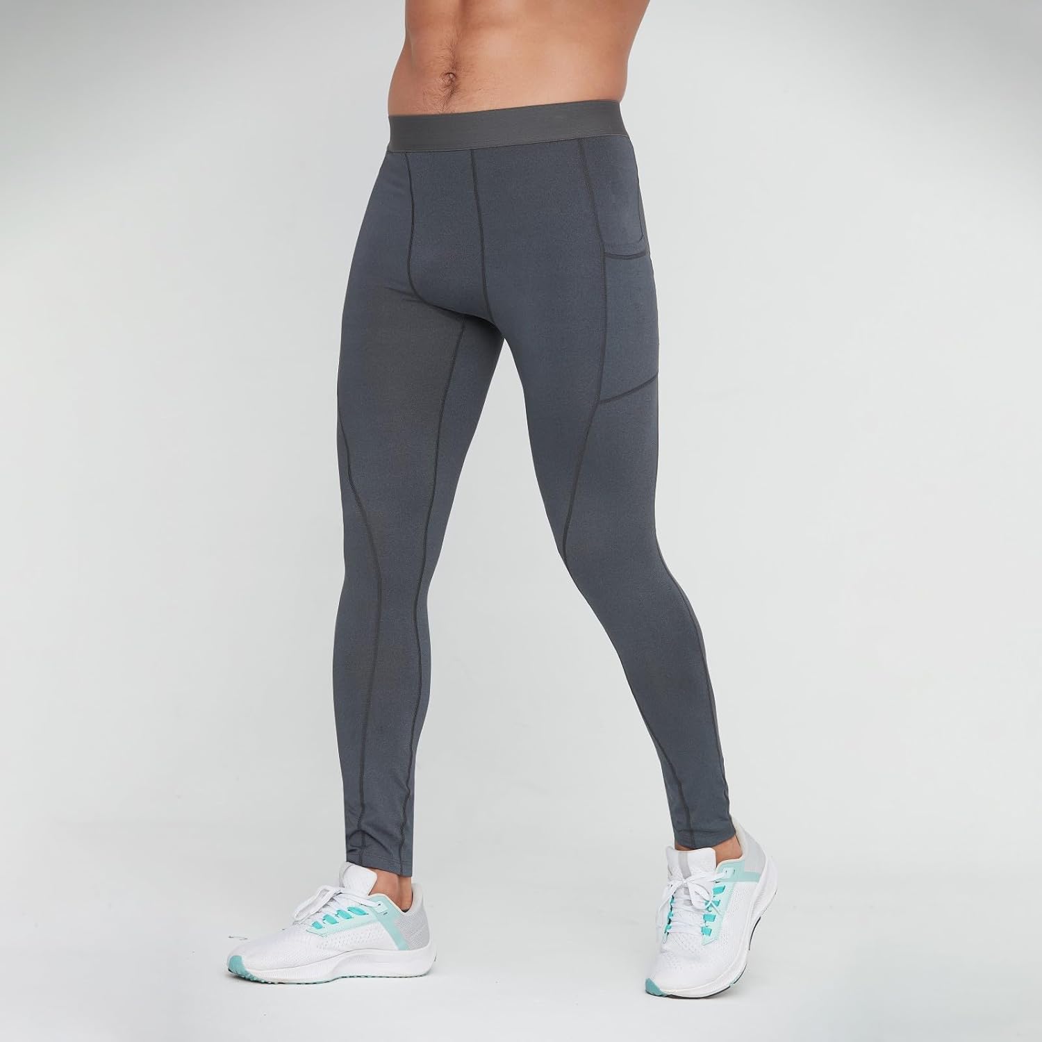 Mens Workout Compression Set Pants and Long Sleeve Shirts Winter Warm Thermal Base Layer for Running Basketball Gym