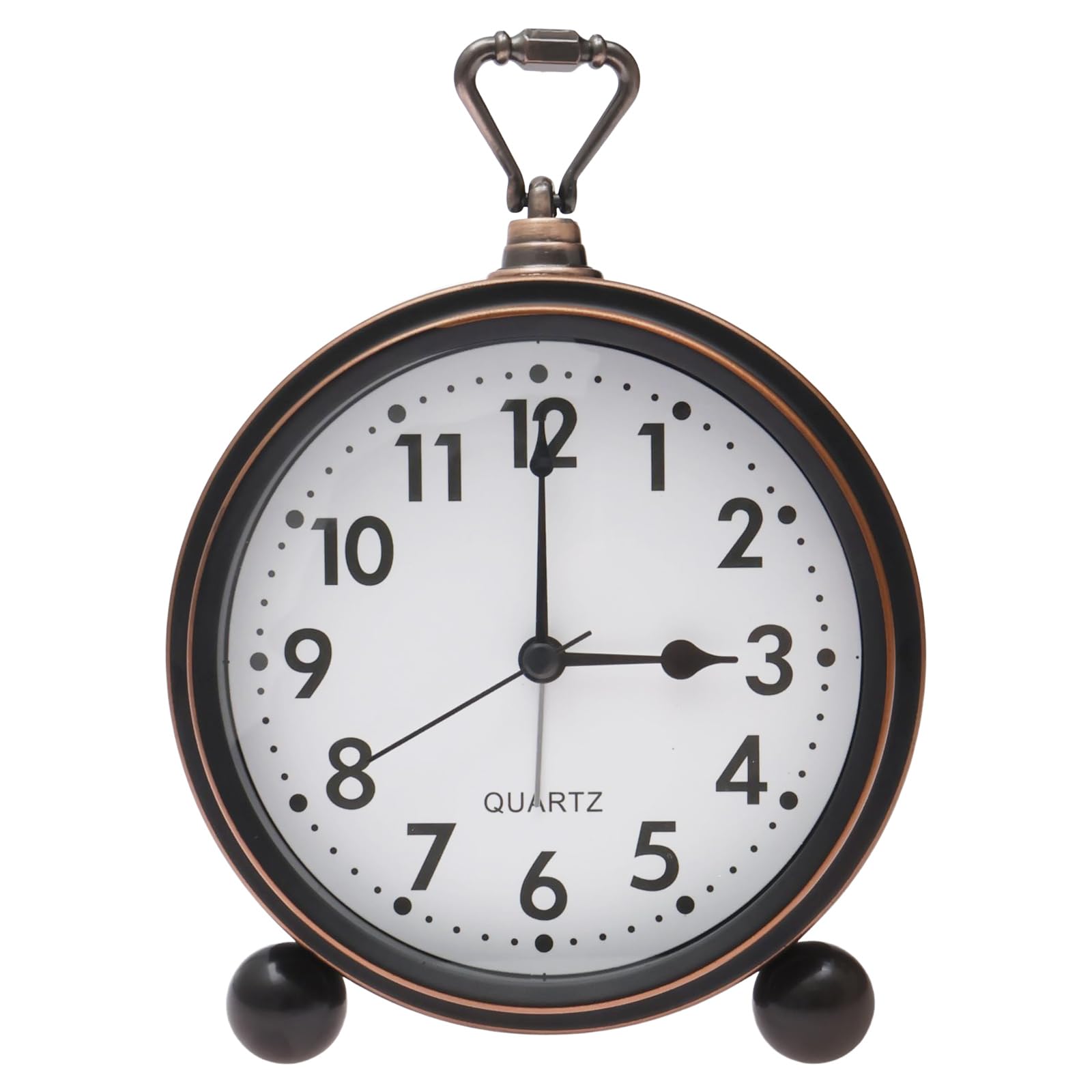Vintage Alarm Clock Battery Operated Metal No Ticking Silent Desktop Retro Clock with Night Light for Bookshelf Home