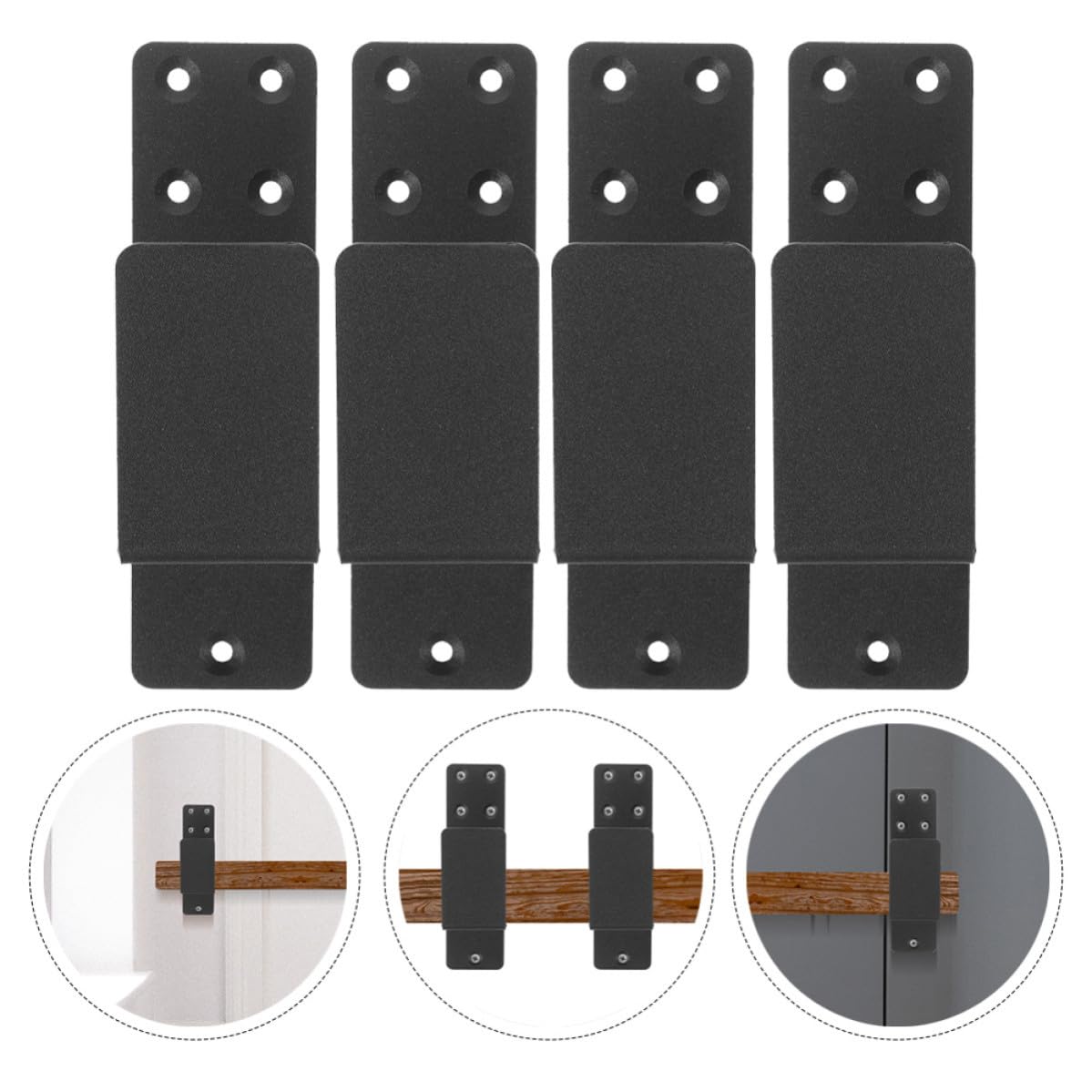 Supports de Barricade en Acier Noir pour Porte de Grange et Sous-sol, Barre de Sécurité Robuste en U Assurant Stabilité et Maintien Sécurisé