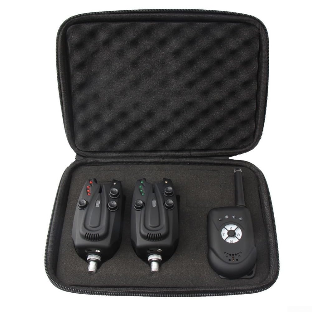 FACAIIO Kit d'alarme de touche numérique sans fil pour pêche à la carpe, sensibilité réglable pour réservoir de pêche à la canne à pêche avec 1 récepteur sonore LED étanche à la pluie (2/3/4 émetteurs