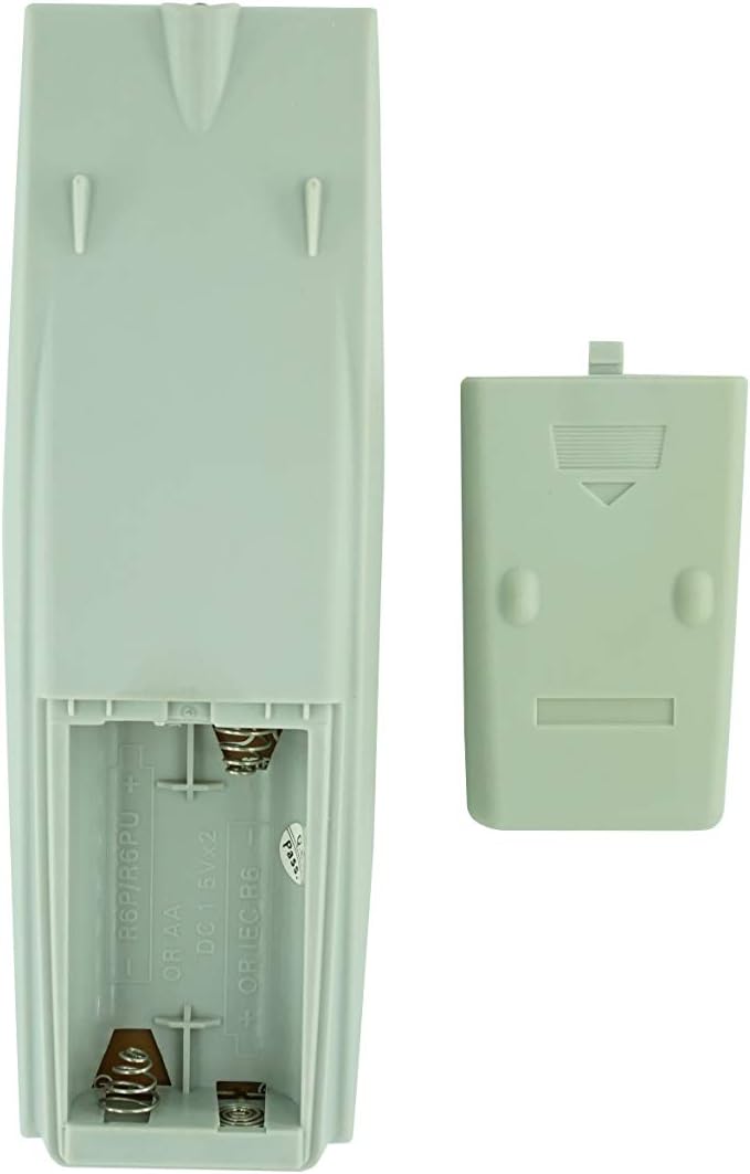 Battery compartment of the remote control with cover removed, showing AA battery slots