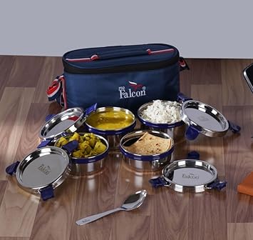 Pdd Falcon Stainless Steel Eco Nxt Lunch Box (Set of 4 Tulip- 1000ml)