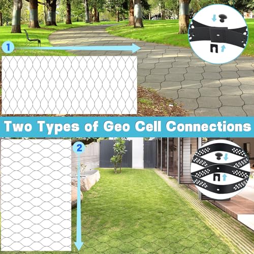 4" Thick Gravel Grid 9ft X 27ft, Gravel Stabilizer Grid for Pavers Base, Geogrid 1900 Lbs/Sq Ft Load with 85 Geocell Accessories & Gloves for Driveway Parking Ground Walkway Dirt Locker Slope by BIOBUBANA - Image 5