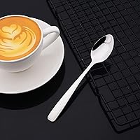 Vista 5 de JASHII Juego de 6 cucharaditas de plata, juego de cucharas de café de acero inoxidable 304, cucharas pequeñas para el hogar, cocina, restaurante