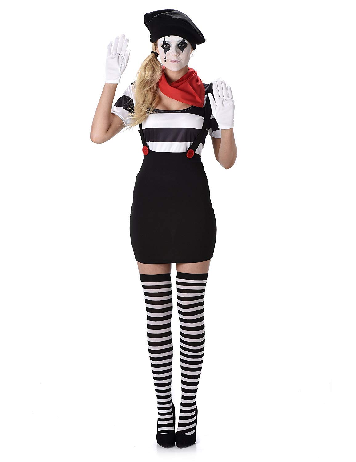 Karnival Costumes 81121 Mime Girl Women, Multi, EXTRA LARGE