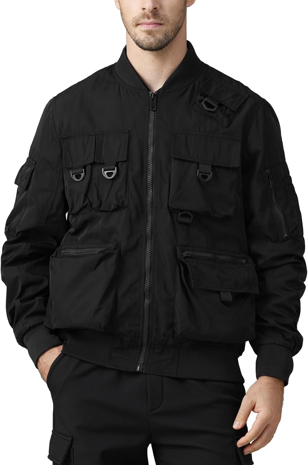 Men's Outdoor Tactical Jacket Lightweight Casual Windbreaker Multi Pockets Camping Hiking Jackets