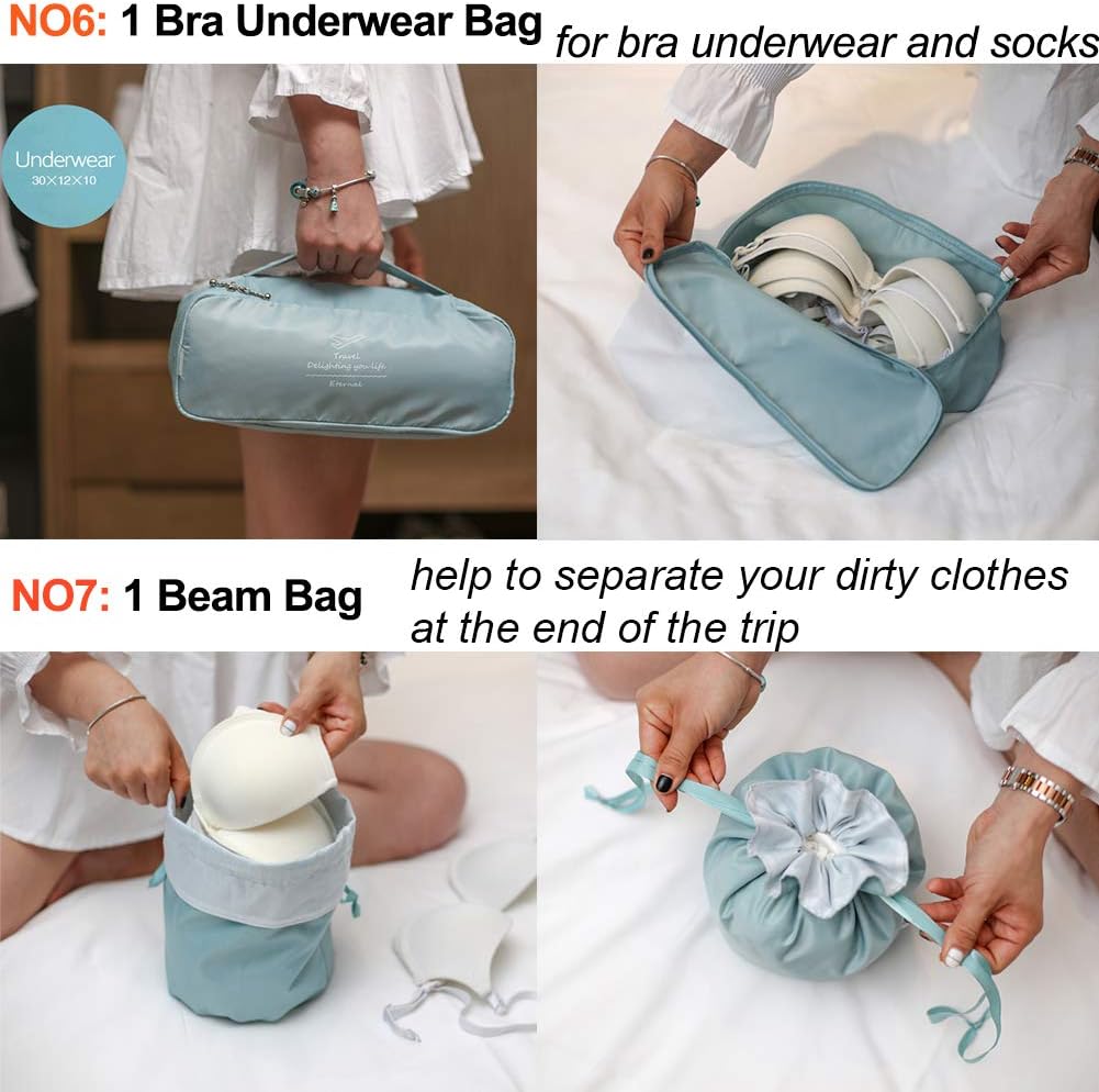 Travel Packing Cubes 8 Pcs Set, Luggage Packing Organizers with Shoe Bag and Toiletry Bag - Image 5