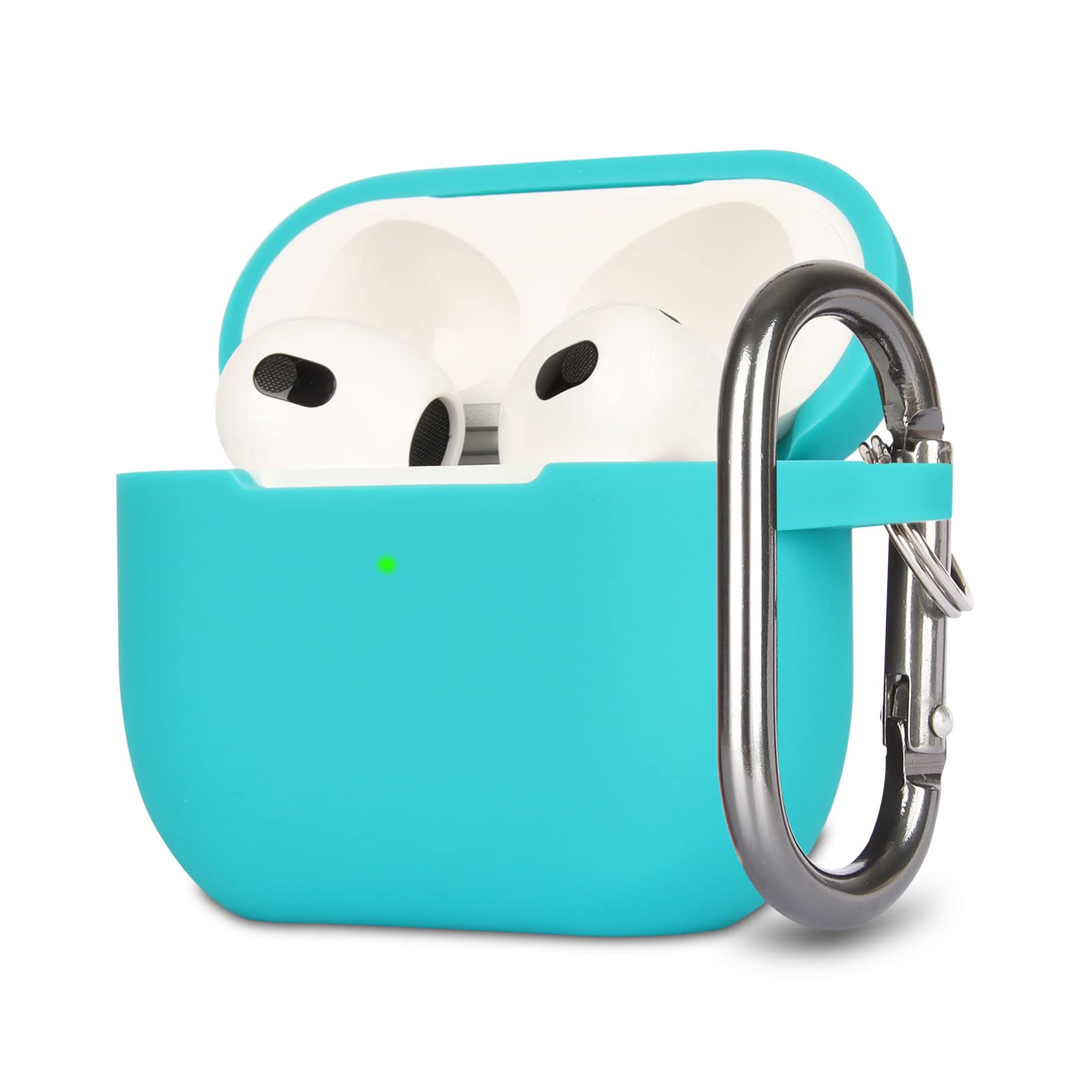 Funda de Silicona Compatible con AirPods 3, Anti-rasguños, Anti-Polvo, LED Frontal Visible, Funda Premium Silicona para AirPods 3.ª Generación (2021) con Mosquetón, Azul — view 14