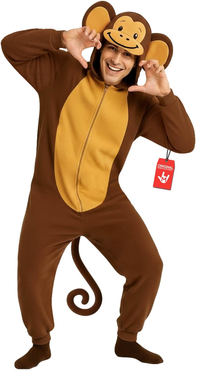 Morph Monkey Costume Adult, Monkey Jumpsuit Adults, Animal Jumpsuit For Men, Halloween Costumes For Adults