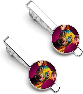 Funny Pigmented Dog Lovely Pet Dogs Side View Tie Clips for Men 2pcs Tack Pins Necktie Bar For Business Wedding