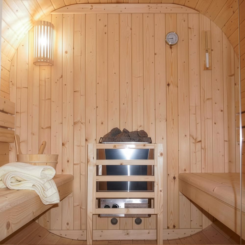 Sauna a cubo per esterni Home Deluxe L 220x185x194 cm legno abete rosso stufa 4 persone