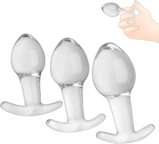 Roluck Plug Anal pour Femme, Plug Anal en Cristal de verre, Lot de 3 Plugs Anaux pour Stimulation de la Prostate, Point G, Entraîneur Anal, Sextoy Anal pour Débutants, Hommes et Femmes