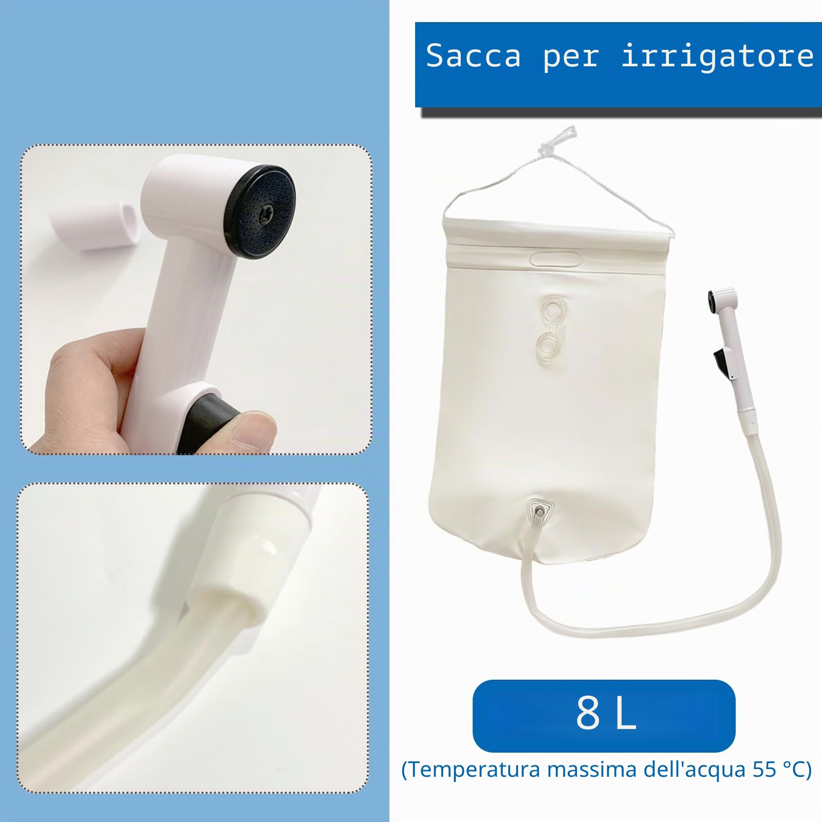 Kit doccia gonfiabile per letto da comodino, sistema doccia per disabili e anziani facile, gravidanza, paziente legato o post-chirurgico, paziente confinato a letto (confezione da 4)
