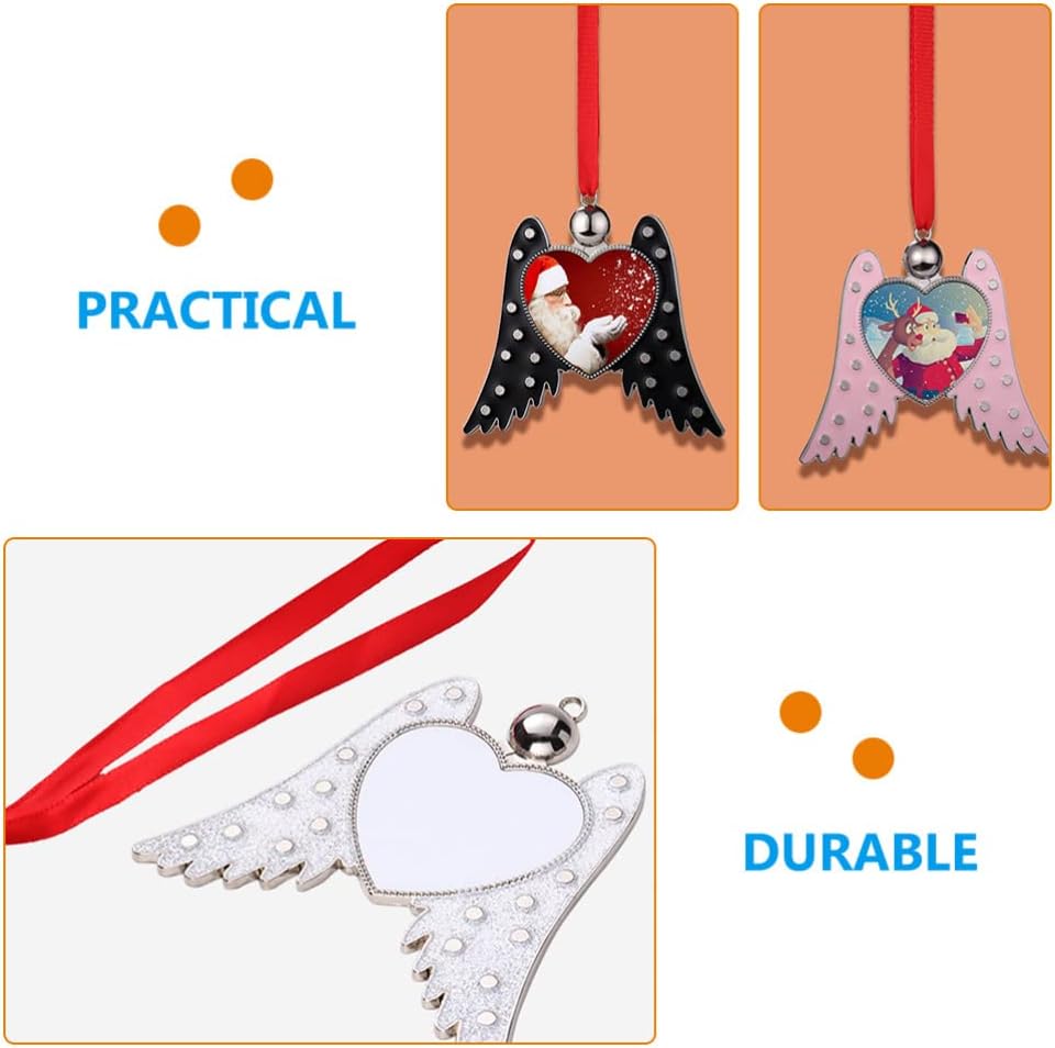 Yardwe 3pcs Christmas Tree Pendants Blank Sublimation Ornaments for Crafting Stylish Holiday Decorations for Family and Friends Chic Wing-Shaped Xmas Decor