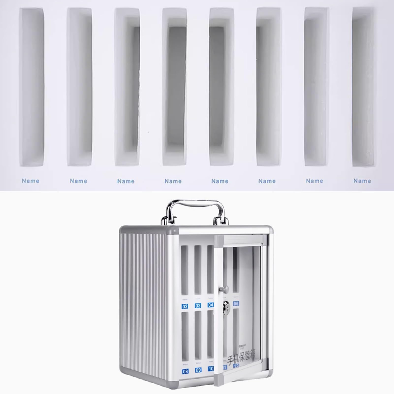 Armadietto portatile in alluminio per telefono 60 slot 48 scomparti ideale per le aziende Soluzione di archiviazione efficiente Design durevole per dispositivi mobili Organizza e ottimizza lo spazio