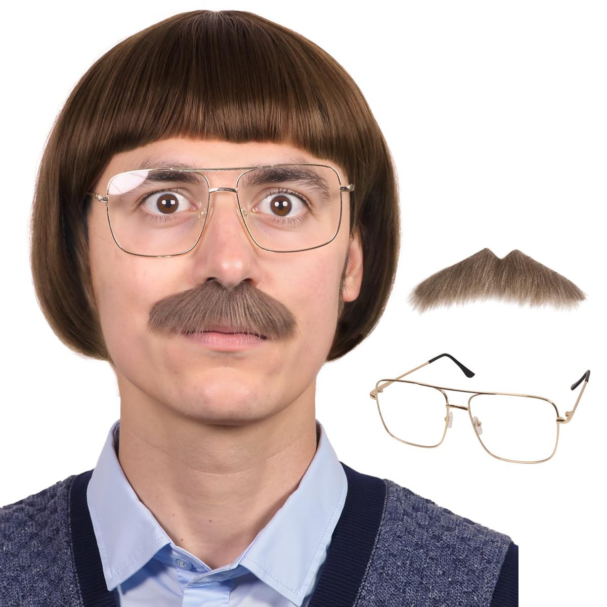 Photo 1 of FantaLook Men's Dark Brown Bowl Cut Cosplay Wig