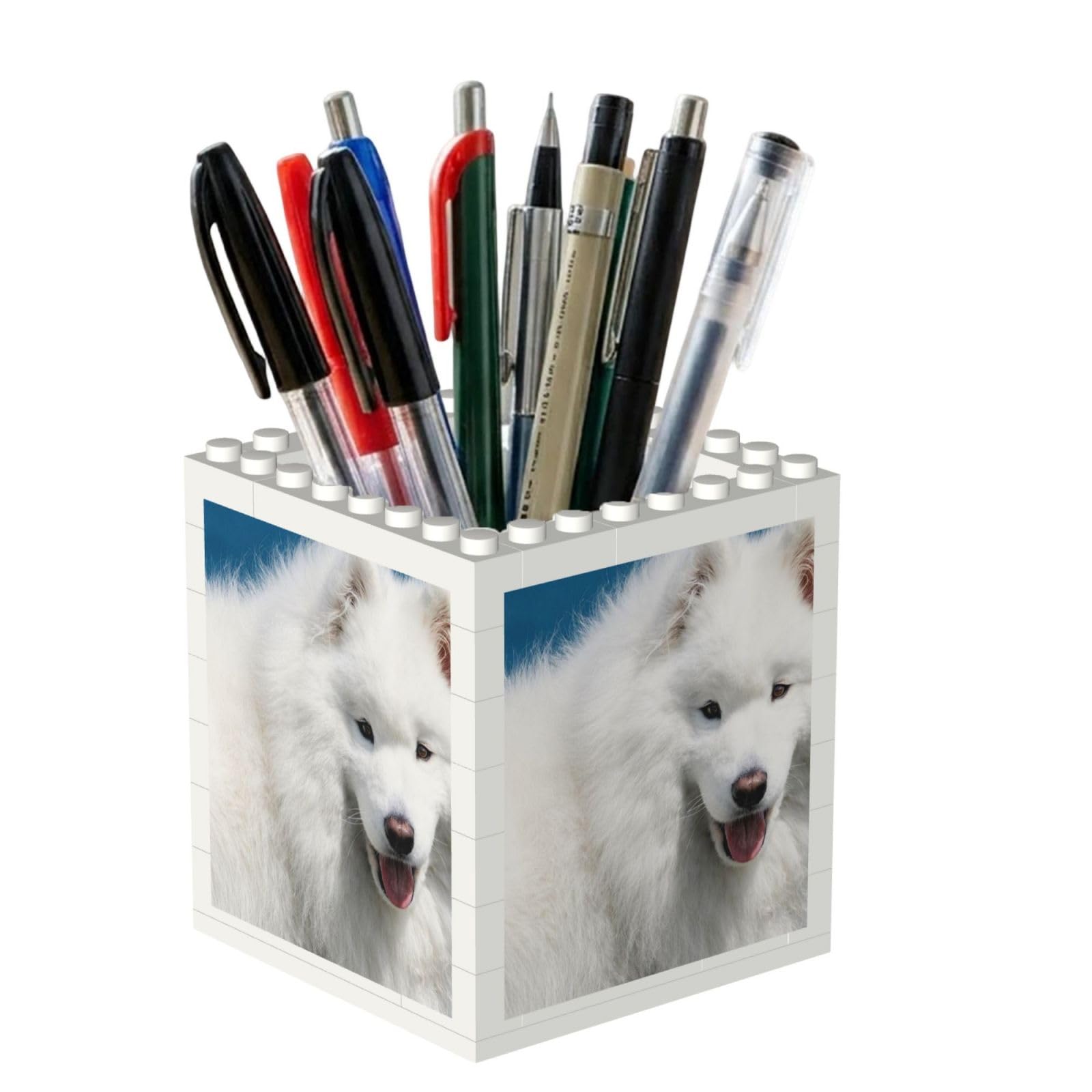 Poadnly Samoyed Large White Dogs Fluffy Pets Dogs White, Pen Pot Pencil Holder for Office Home School, Compact Desk Organiser for Office Stationery