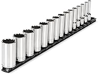 Vista 16 de TEKTON Juego de llaves de vaso de 12 puntos poco profundas de 3/8 pulgadas con riel, 15 piezas (1/4-1 pulg.) SHD91111