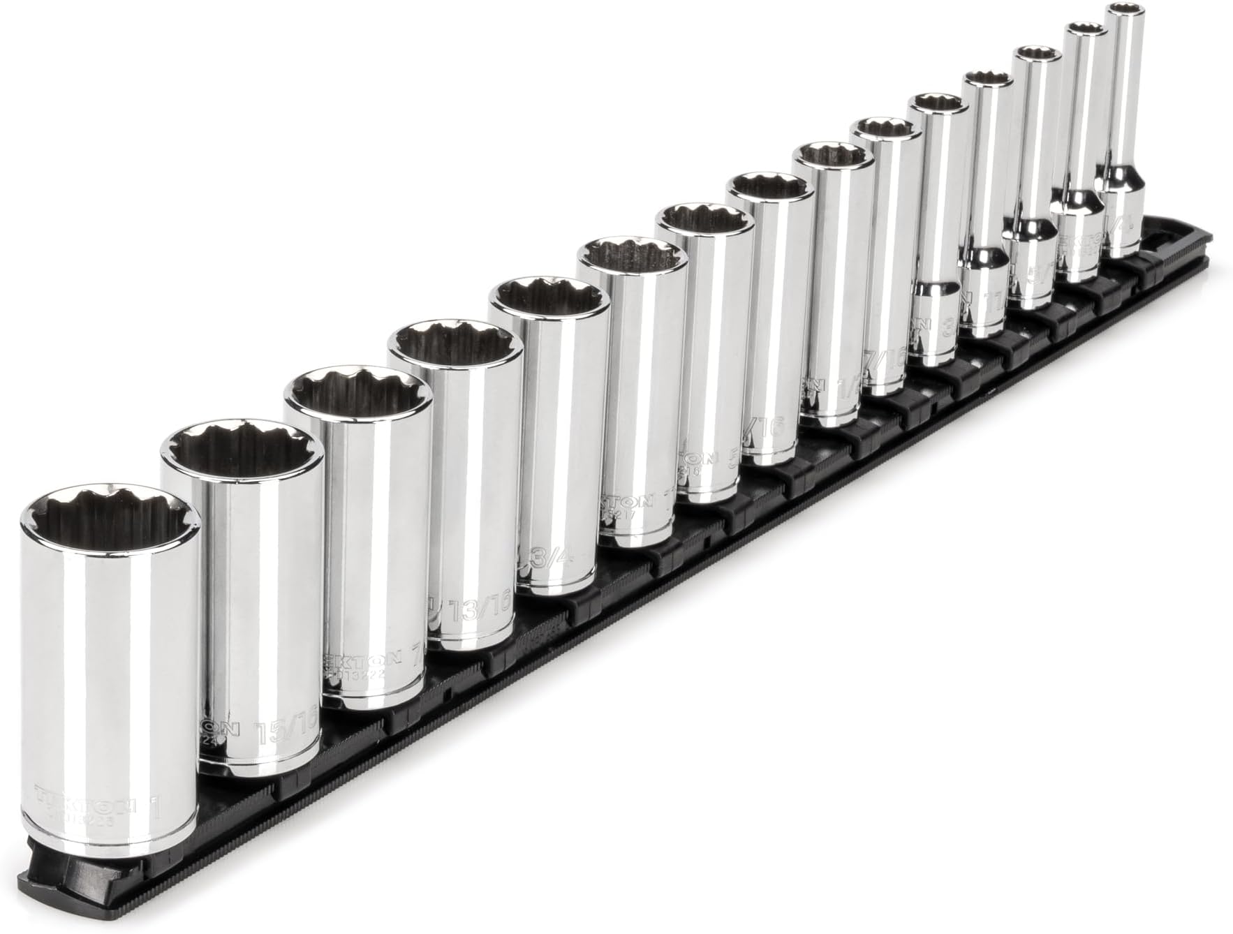 TEKTON 3/8 Inch Drive Deep 12-Point Socket Set, 15-Piece (1/4-1 in.) | SHD91115