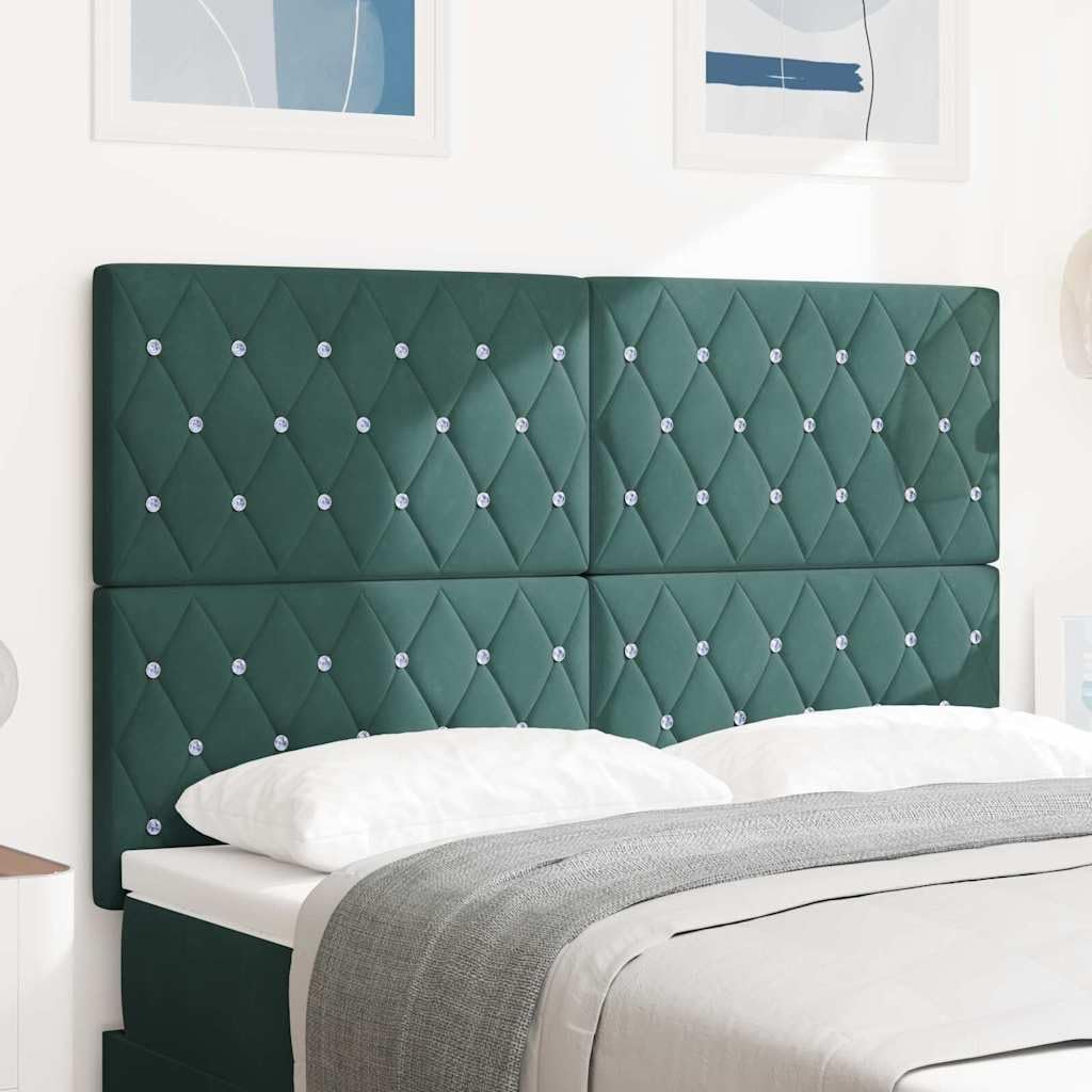 Cabecero de cama LED de 144 cm, color verde oscuro, RGB, altura regulable, 118/128 cm, madera maciza de pino tapizado, panel de pared para jóvenes y adultos