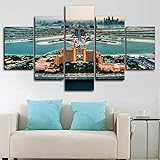 PAZRSASX Cuadros en Lienzo Modernos 5 Piezas Impresión de artística Pintura Sin marco The Palm Atlantis Dubai UAE Hotel HD Mural Póster Fotos Arte Pintura de Pared Lienzo Decorativo 150 * 80cm