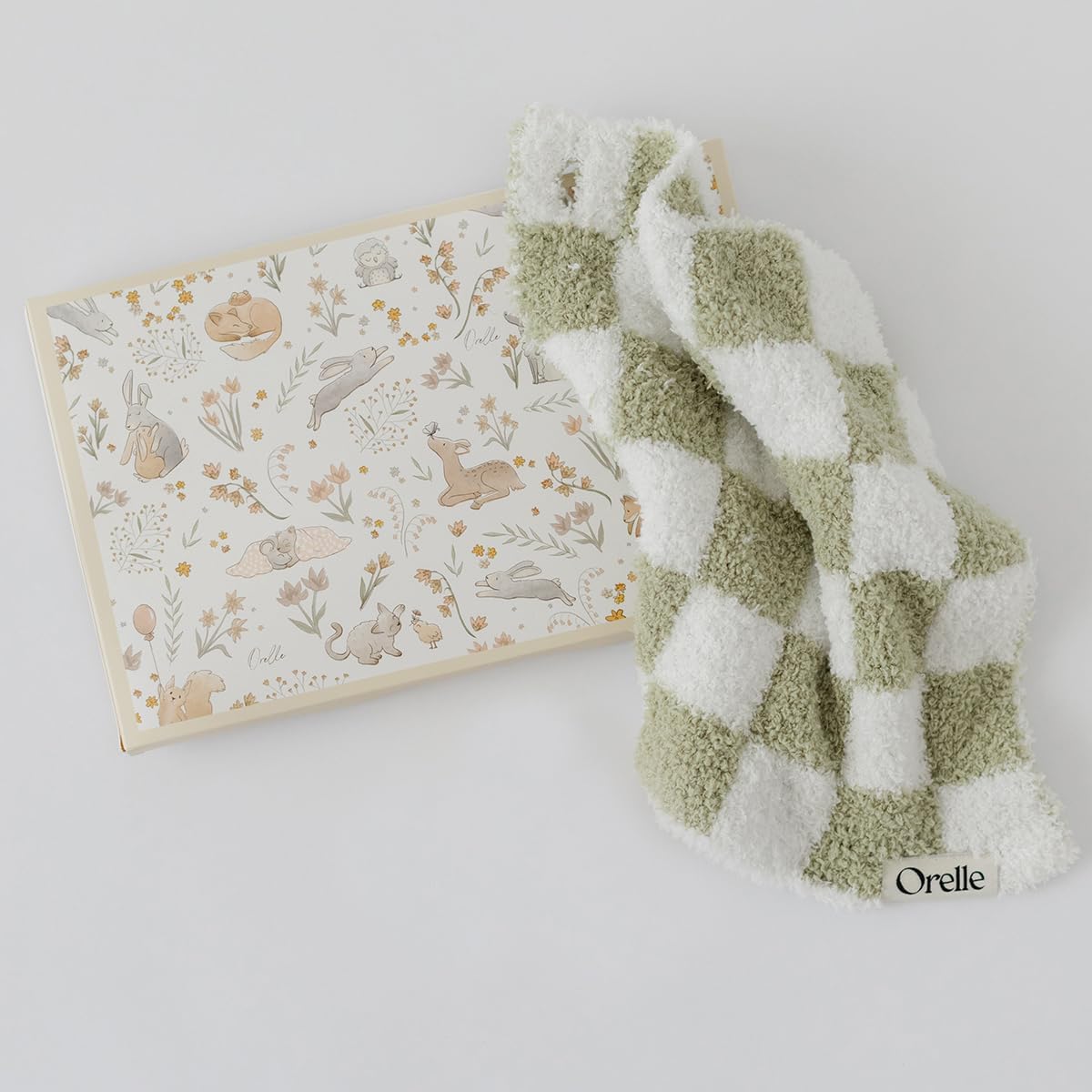 Orelle Checkered Baby Lovey | Pacifier Holder | Ultra-Soft & Cozy Loveys for Babies | Newborn Gift & Registry Must-Have | 9x9” | Sage Green