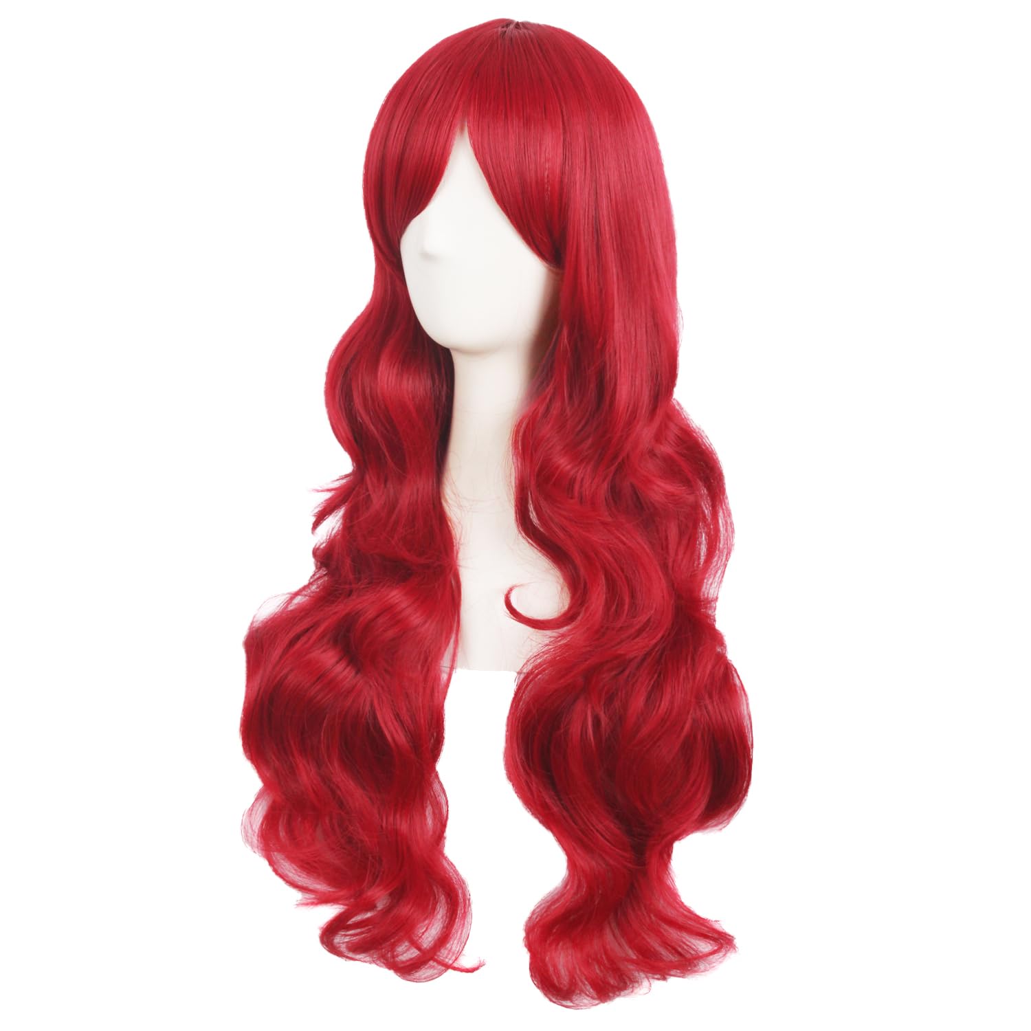 MapofBeauty 28 Inch/70 cm Charming Women Side Bangs Long Curly Full Hair Synthetic Wig (Bright Red), 21-22 inches - Image 3