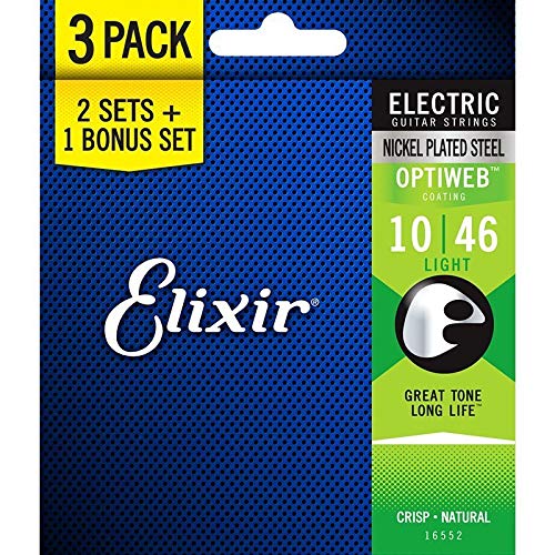 Elixir 16552 Jeu de cordes en acier plaqué nickel Cordes pour guitare électrique avec revêtement Optiweb, Lot de 3 Pièces - Les Beatles, Paul McCartney, John Lennon, RIngo Starr, George Harrison Elixir 16552 Jeu de cordes en acier plaqué nickel Cordes pour guitare électrique avec revêtement Optiweb, Lot de 3 Pièces – Image 3