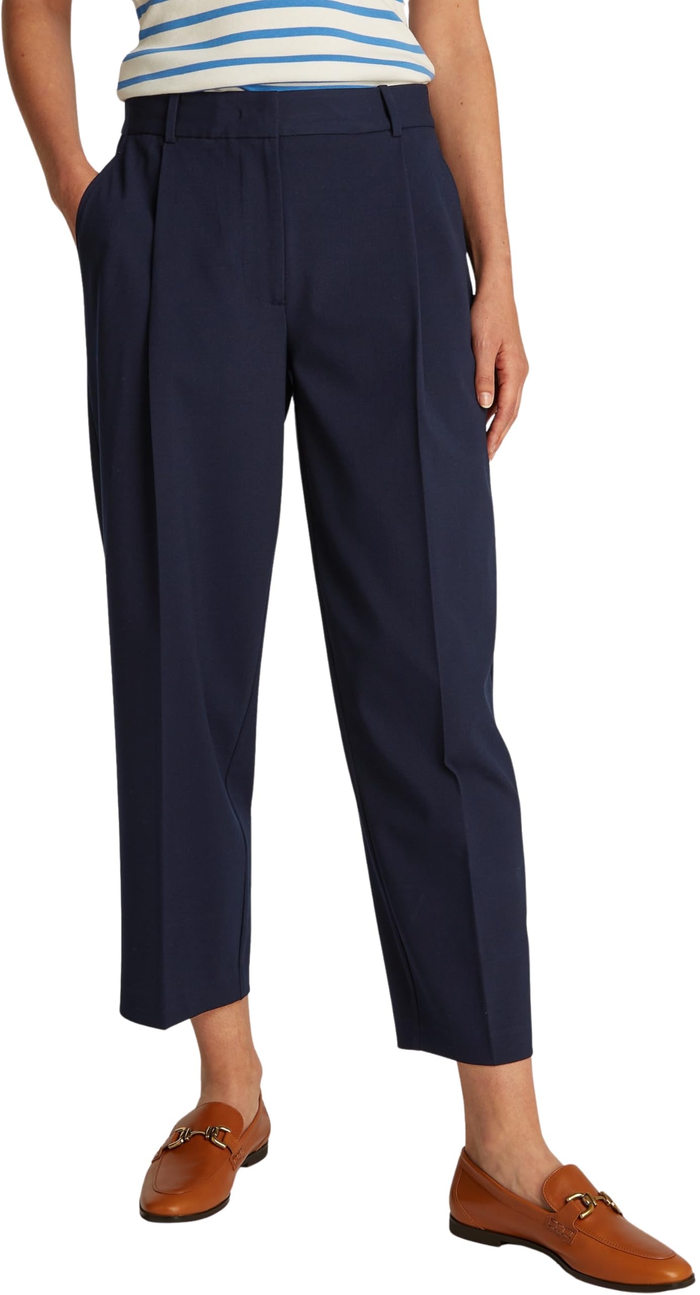 Tommy Hilfiger Pantalón de Tela Mujer Stretch Tapered tobillero