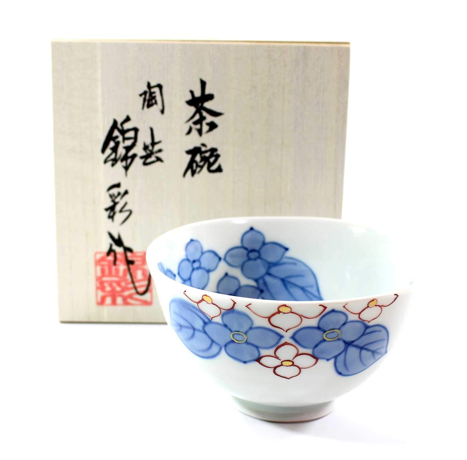 Amazon | 伝統工芸 有田焼 総手描き｜飯碗・ご飯茶碗｜染錦金彩紫陽花
