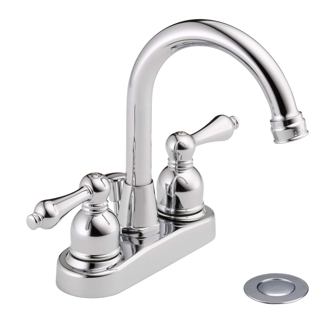 WestbrassWAS00X-26 2-Handle Hi-Arc Spout Centerset Bathroom Faucet, Polished Chrome