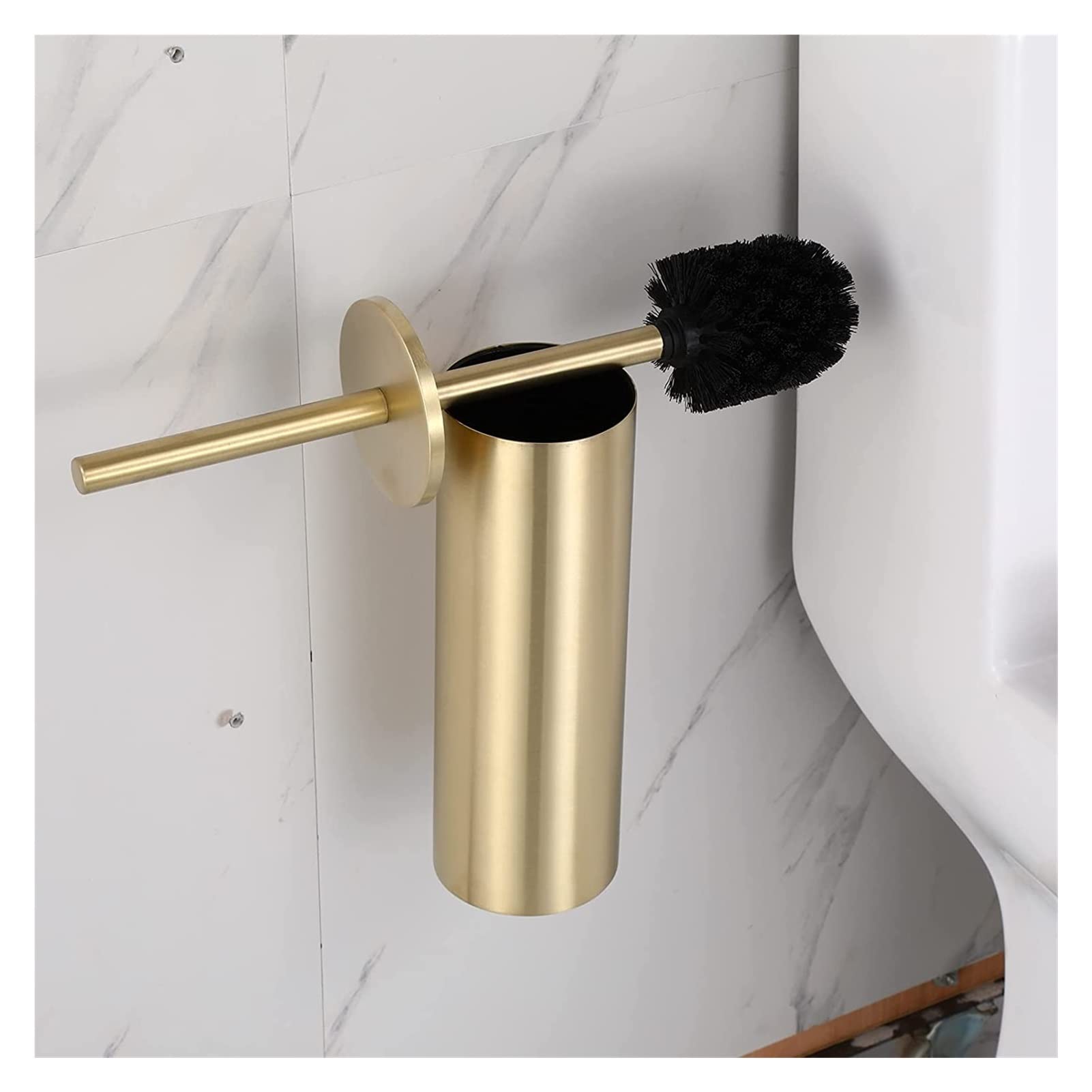 Porte-brosse WC mural en acier inoxydable brossé pour la salle de bain