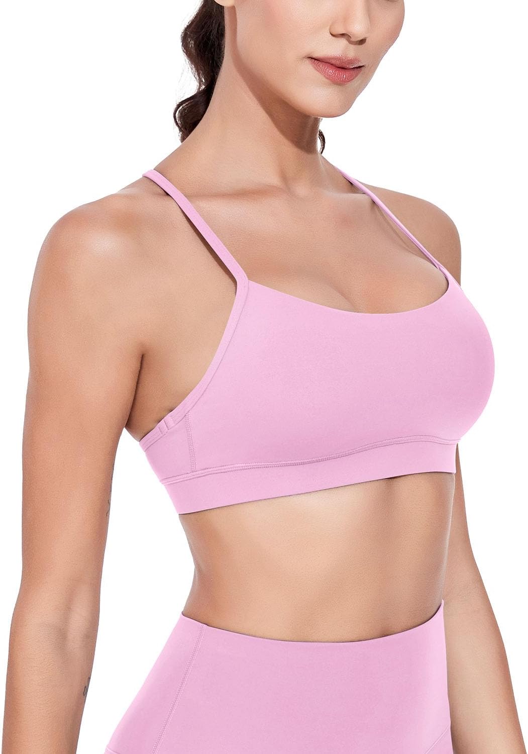 wirarpa Sports Bras for Women Buttery Soft Y Back Padded Low Impact Spaghetti Thin Strap Lounge Workout Yoga Top