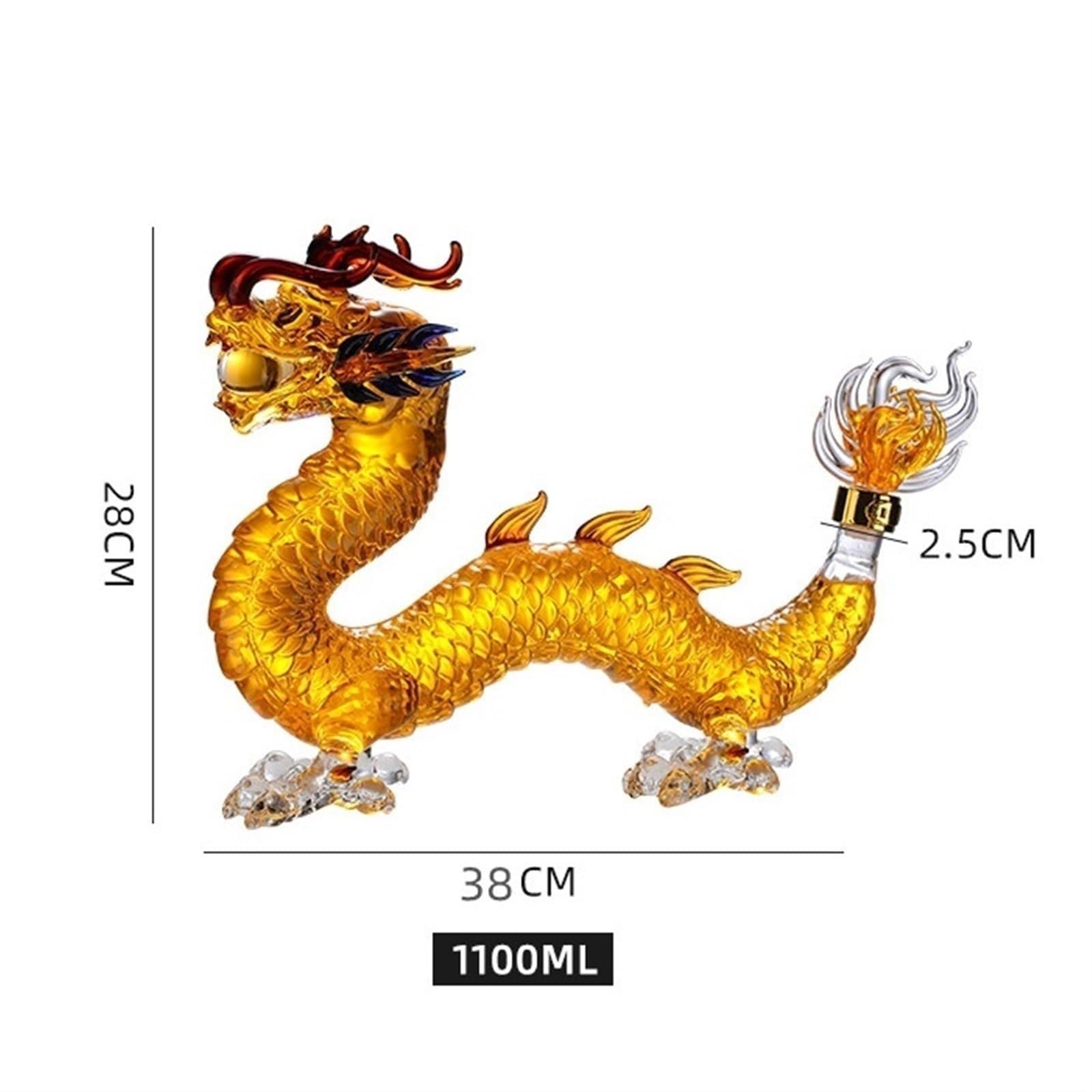 1000ML Decantador Whisky - Arte Estatua, Escultura De Decantador De Whisky Con Forma De Animal En 3D, Botellas De Vino De Vidrio Sin Plomo, Regalos Decorativos, Recipientes Vino(Dragon+gift box)