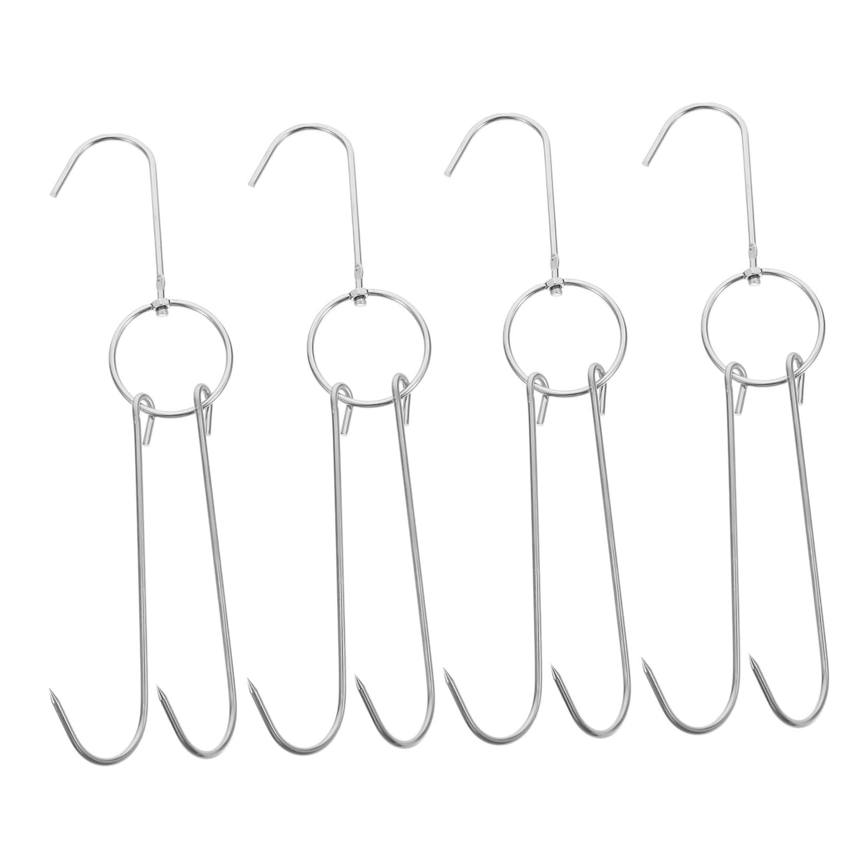 KOMBIUDA Grill Meat Hooks Set of 4 Heavy Duty BBQ Hooks for Hanging Meat Duck Poultry