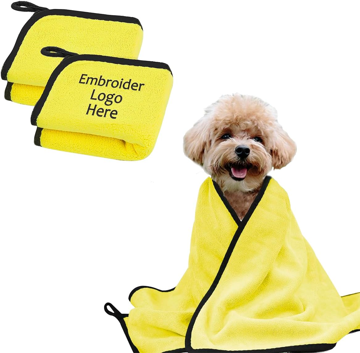 Muka 2 Pcs Embroidered Dog Towels, Pet Grooming Towels High Absorbent 24 x 47 inch Bath Cloth, Add Your Logo