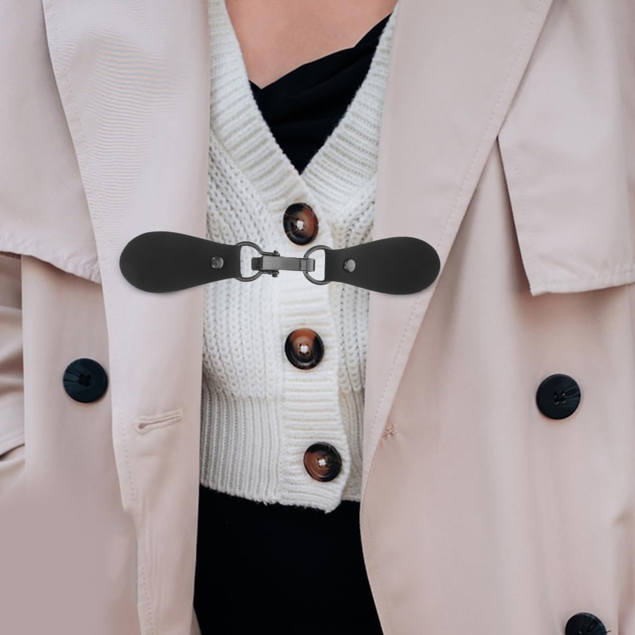 Angoily Coat Buckles Hook 4 Pack Leather Toggle Closures for Overcoat Jacket Sweater Wind Coat Clothing Fasteners DIY Connector 6.18 X 1.22 X 0.27 inch image 5