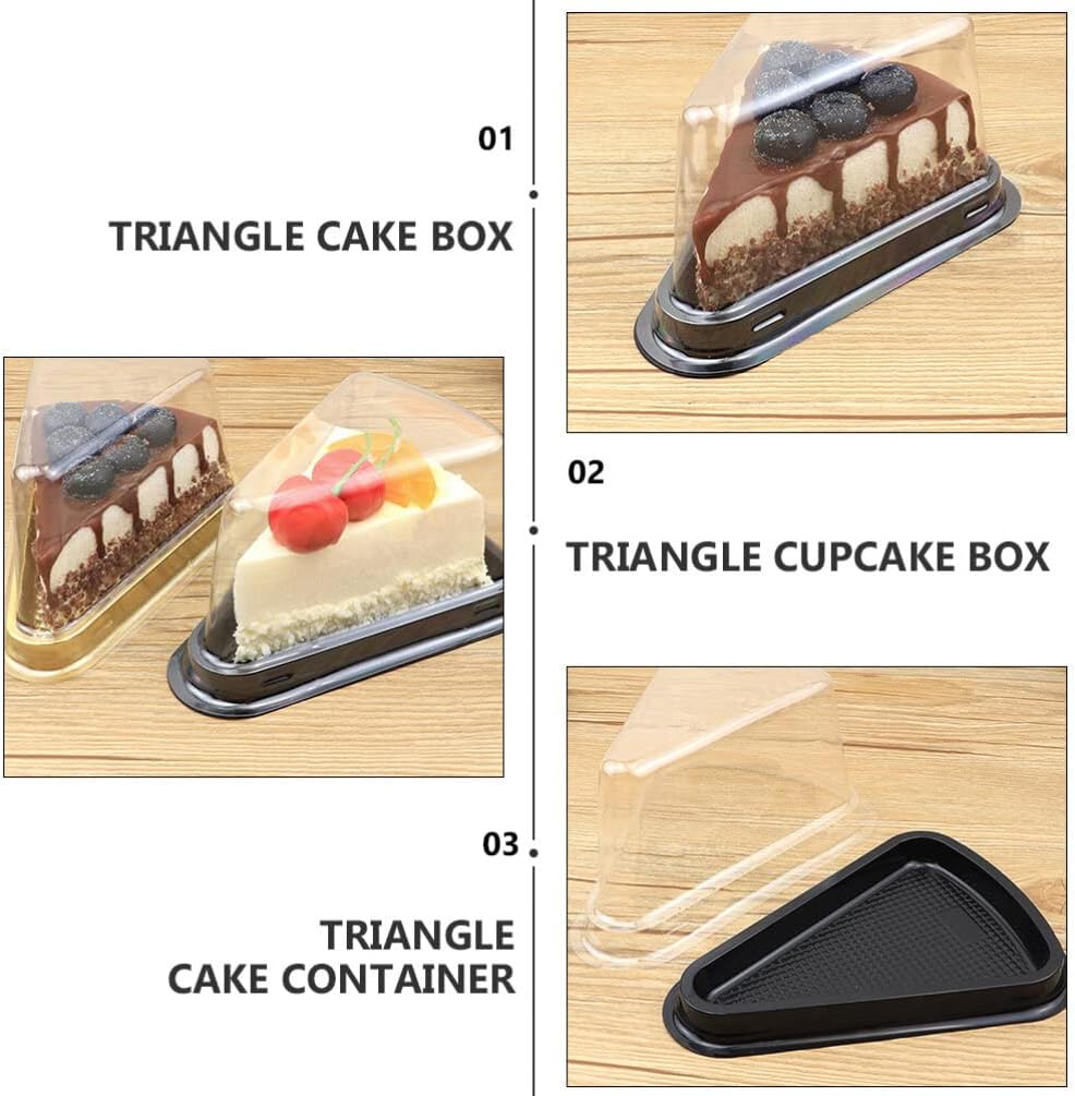 UPKOCH 100pcs Triangle Dessert Cake Box Transparent Lid Mousse and Cupcake Carrier for and Display for Treats and