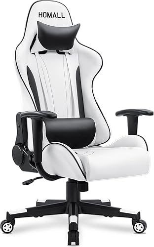 Homall Silla de oficina, asiento giratorio de malla giratoria de PVCsilla ejecutiva giratoria para juegos (negro)