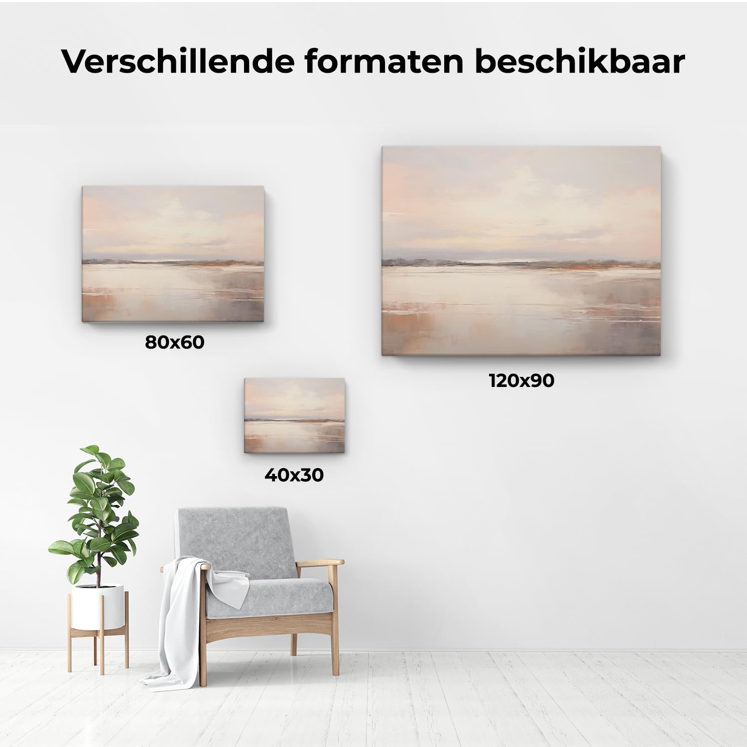 Artaza Leinwand Bilder Meer - 80x60 cm - Wanddeko Landschaftsbilder - Wandbilder Deko Wohnzimmer - Sonnenuntergang