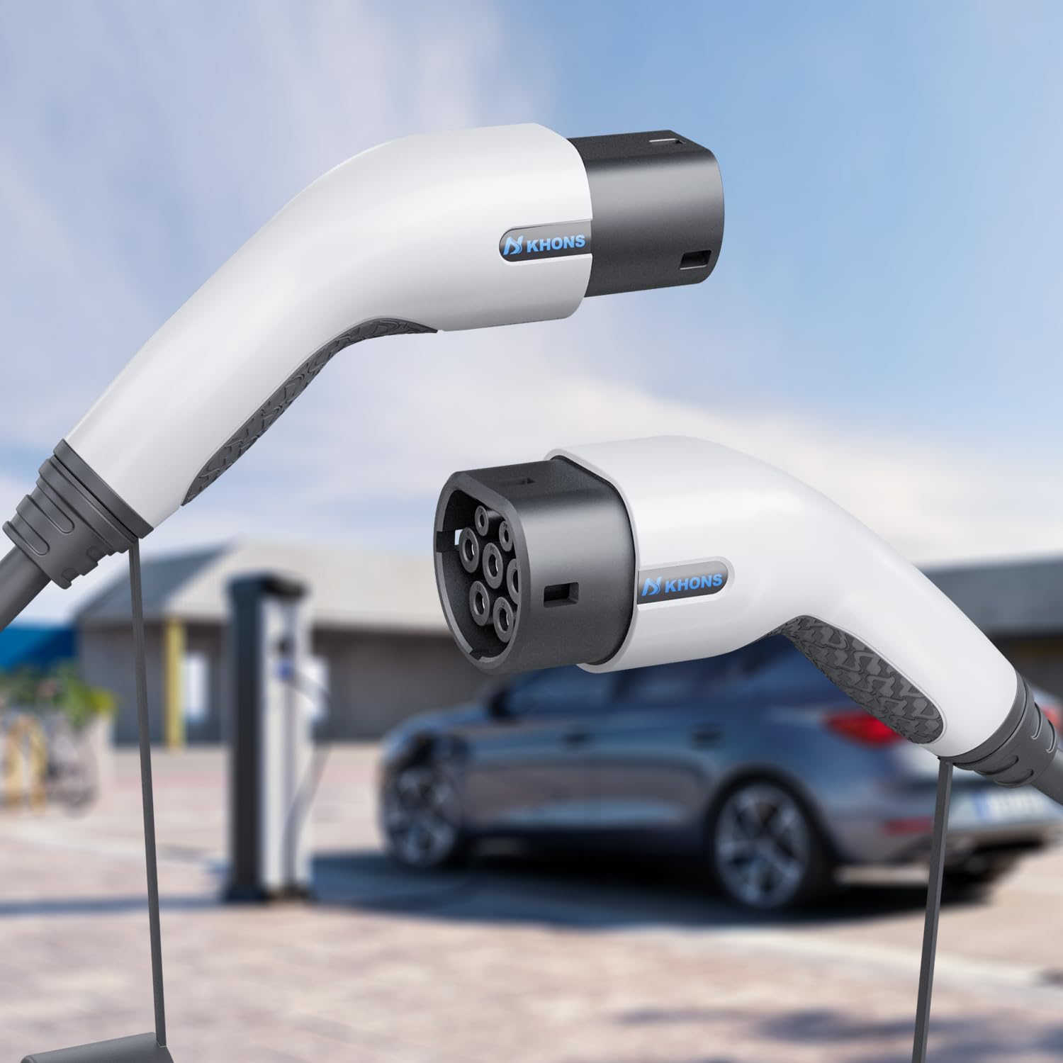 Cavo Ricarica Auto Elettrica Tipo 2, modalità 3 / 32A / 7.4 KW / 1 Fase / 5 Metri, Cavo Tipo 2 di Ricarica Compatibili con Quasi Tutte Auto Elettriche e Ibride（Bianco）