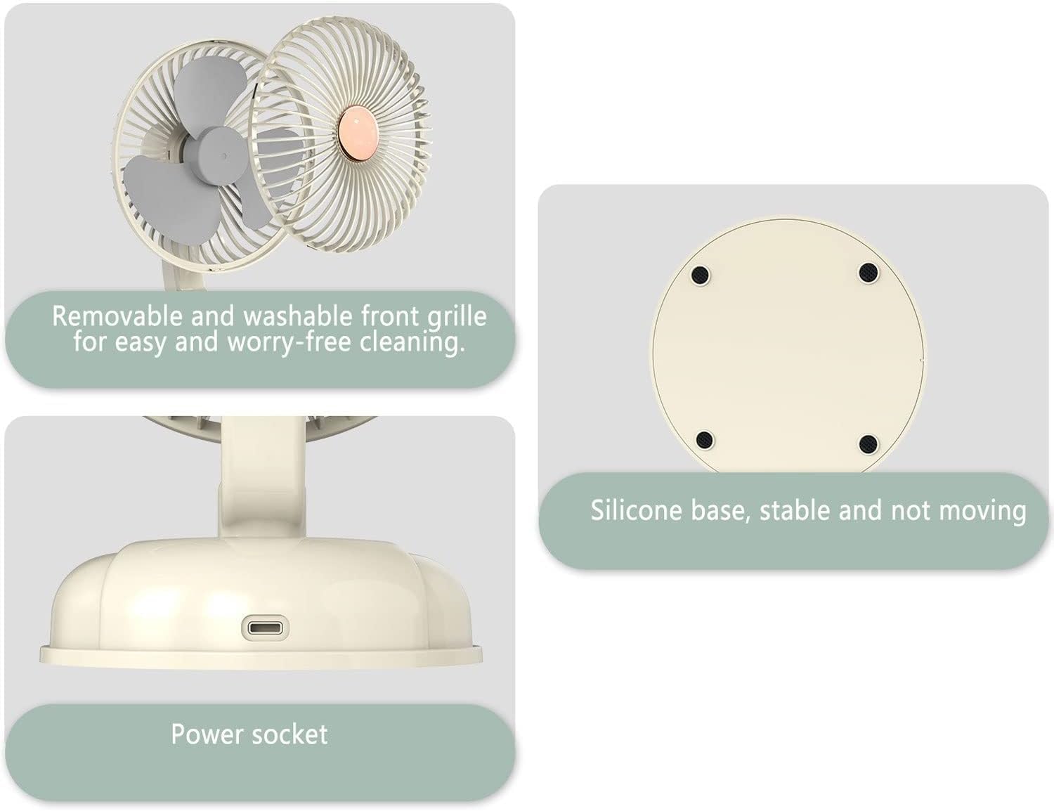 Ventilatore da Tavolo,Circolatore d'aria,Ventilatore retrò oscillante,ventilatore da scrivania silenzioso con ricarica USB,regolazione continua della velocità,Per Camera,Cucina,Campeggio