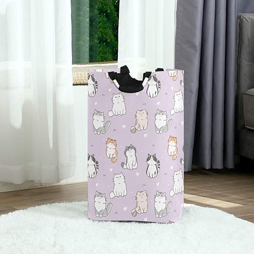 Miniatura 2 de Qilmy Cesta de lavandería plegable para gatos, color morado, grande, con asa, para dormitorio, baño, habitación de los niños